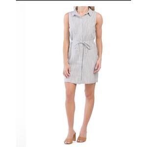 Tahari Linen Blend belted shirt dress 8